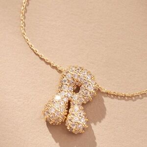 PAVÉ BUBBLE MONOGRAM NECKLACE “R”